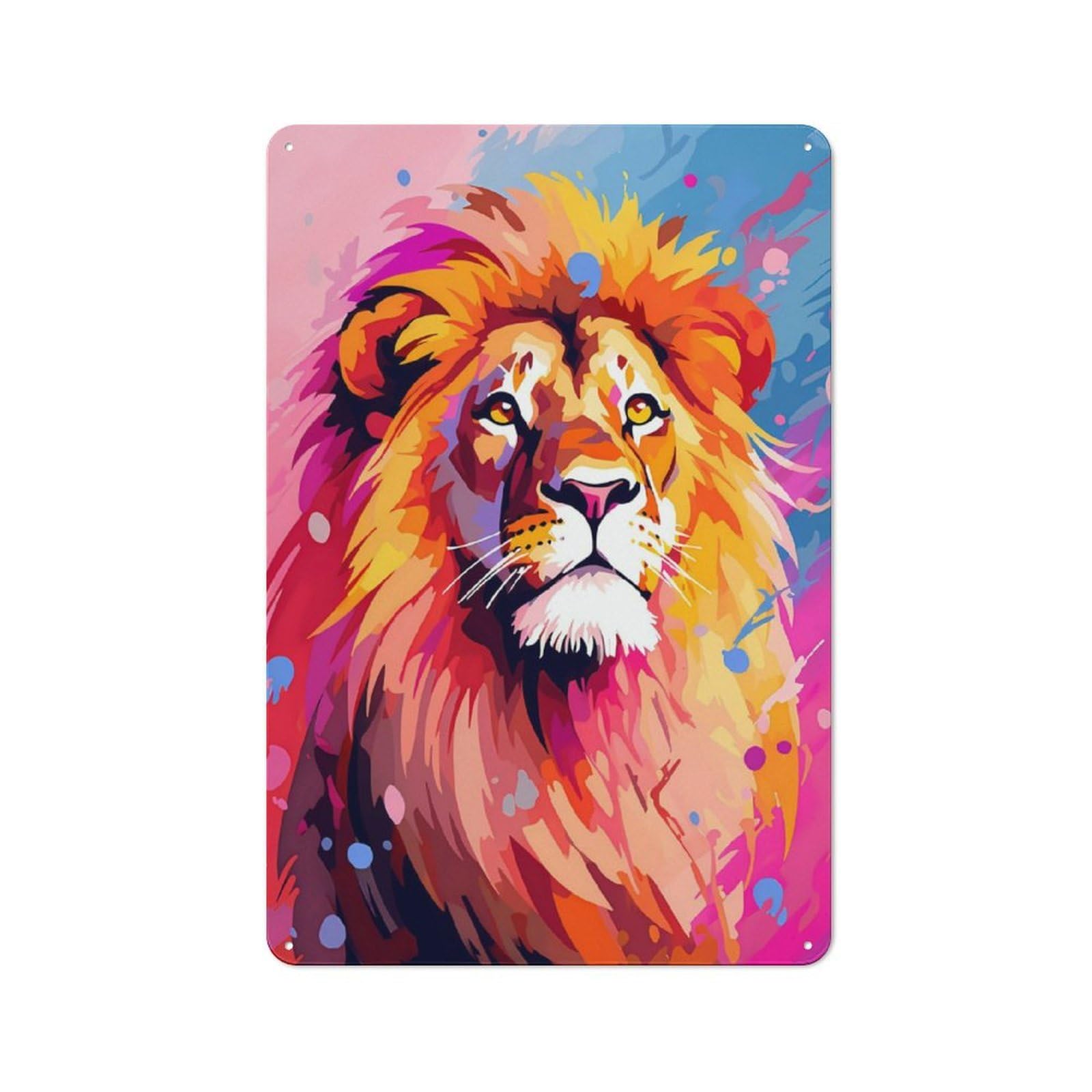 Junmoney Serenity Peace Lion Popart Metal Wall Sign 30X20cm Featuring For Café Or Restaurant, For An Autumn Wall Display In Café And Restaurant