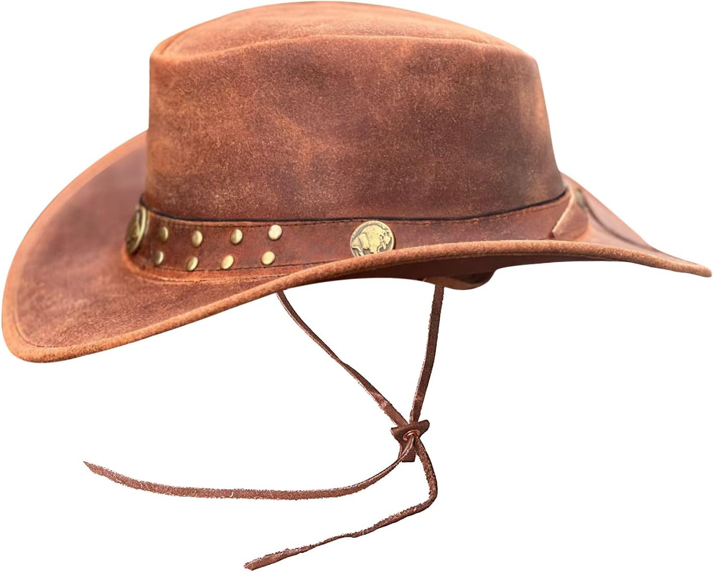 Brandslock Sombrero de Estilo Vaquero Australiano de ala Ancha de Estilo para Hombre (Camello, XXL)
