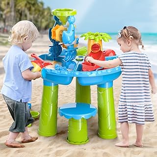 DEONG Kids Sand and Water Table Summer Toys 3 in 1 Outdoor Sand Water Play Table