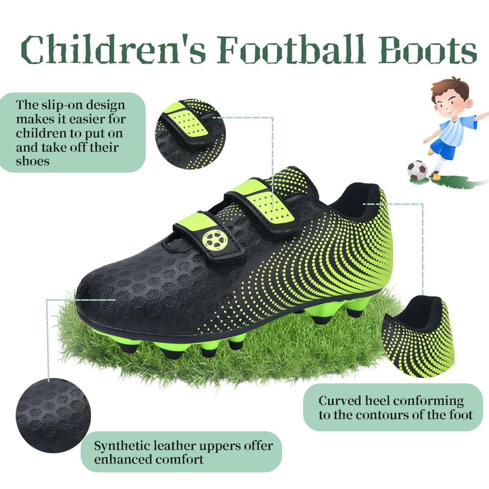 Botas de Futbol Niño Zapatos de Futbol Zapatillas Futbol Césped Artificial Tacos Profesional Entrenamiento Aire Libre Deporte Antideslizante Cómodo Unisex 28-37EU
