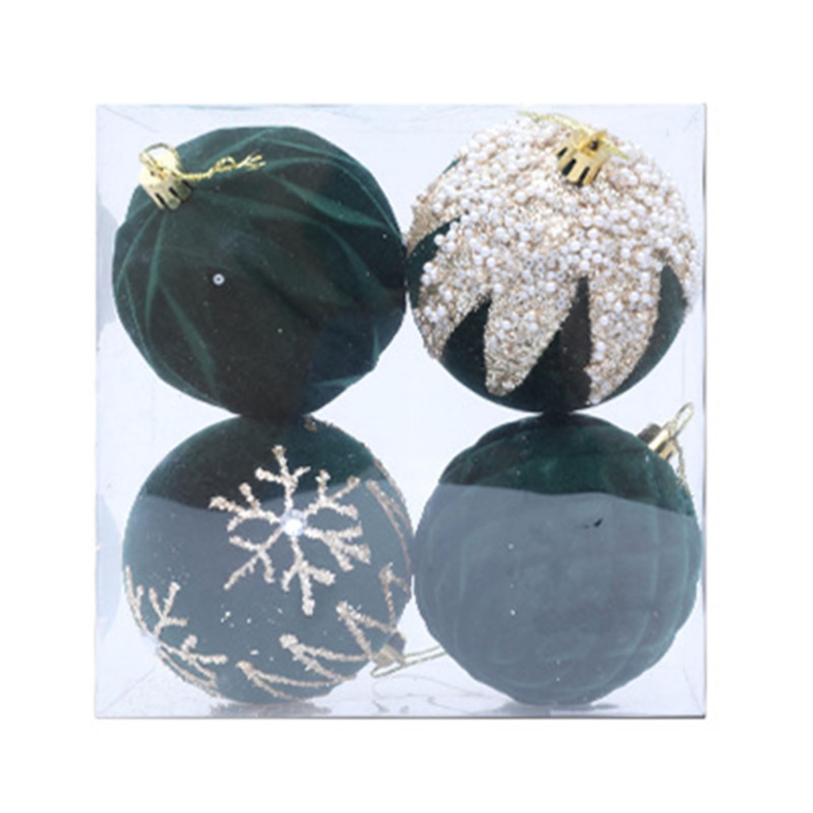 Tsophreniq Navy Blue 4Pcs Shimmering Christmas Ball Baubles Ornament Shatterproof Christmas Tree Hangings Decorations For Winter Holiday Tree Baubles
