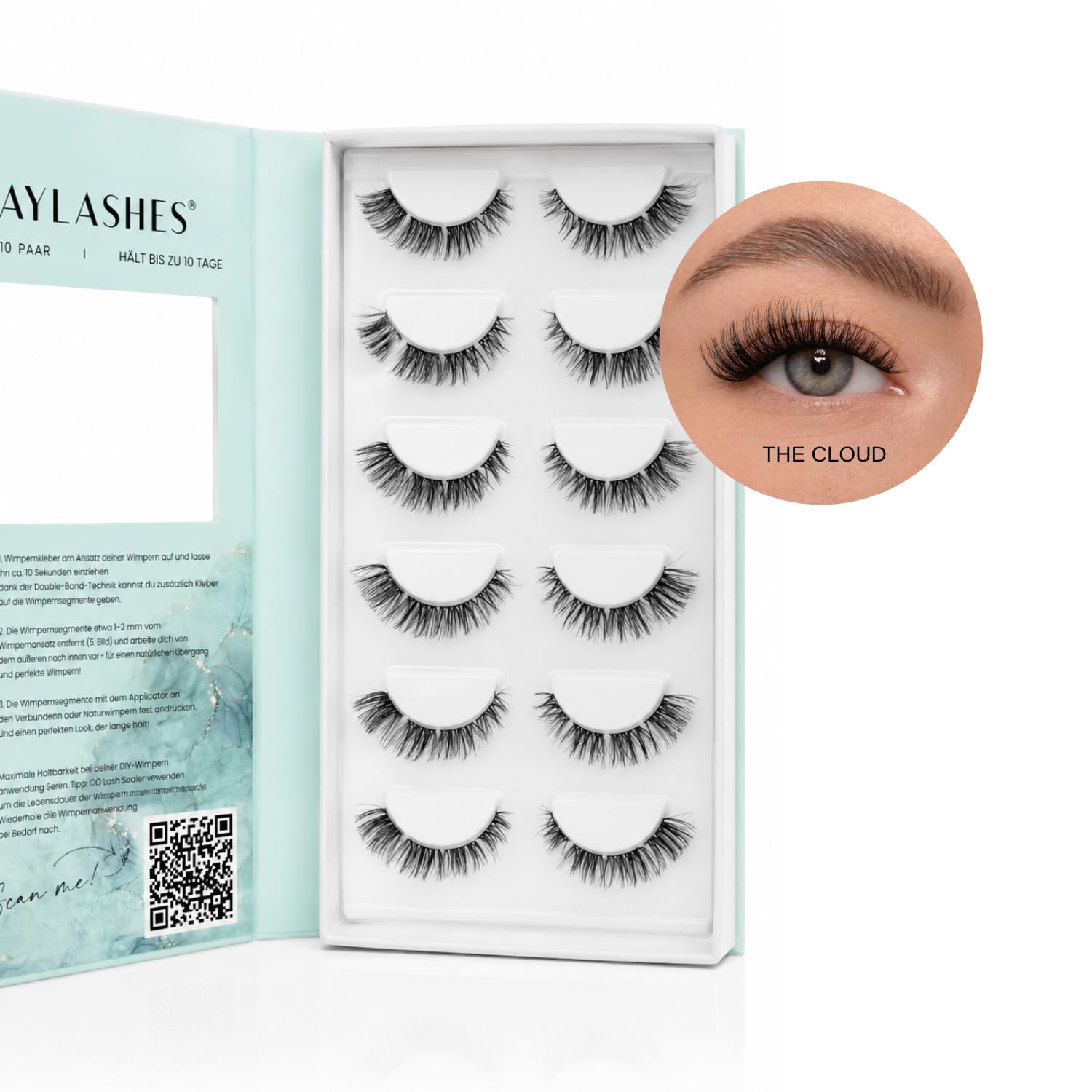 Aylashes Ciglia artificiali naturali, singole, finte per principianti, Lite Collection, The CLOUD MAXI (6-10 mm)