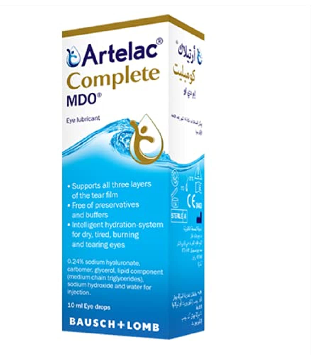 Artelac Complete Mdo Eye Drops and Lubricant for Tired, Burning, Tearing Eyes - 10ml