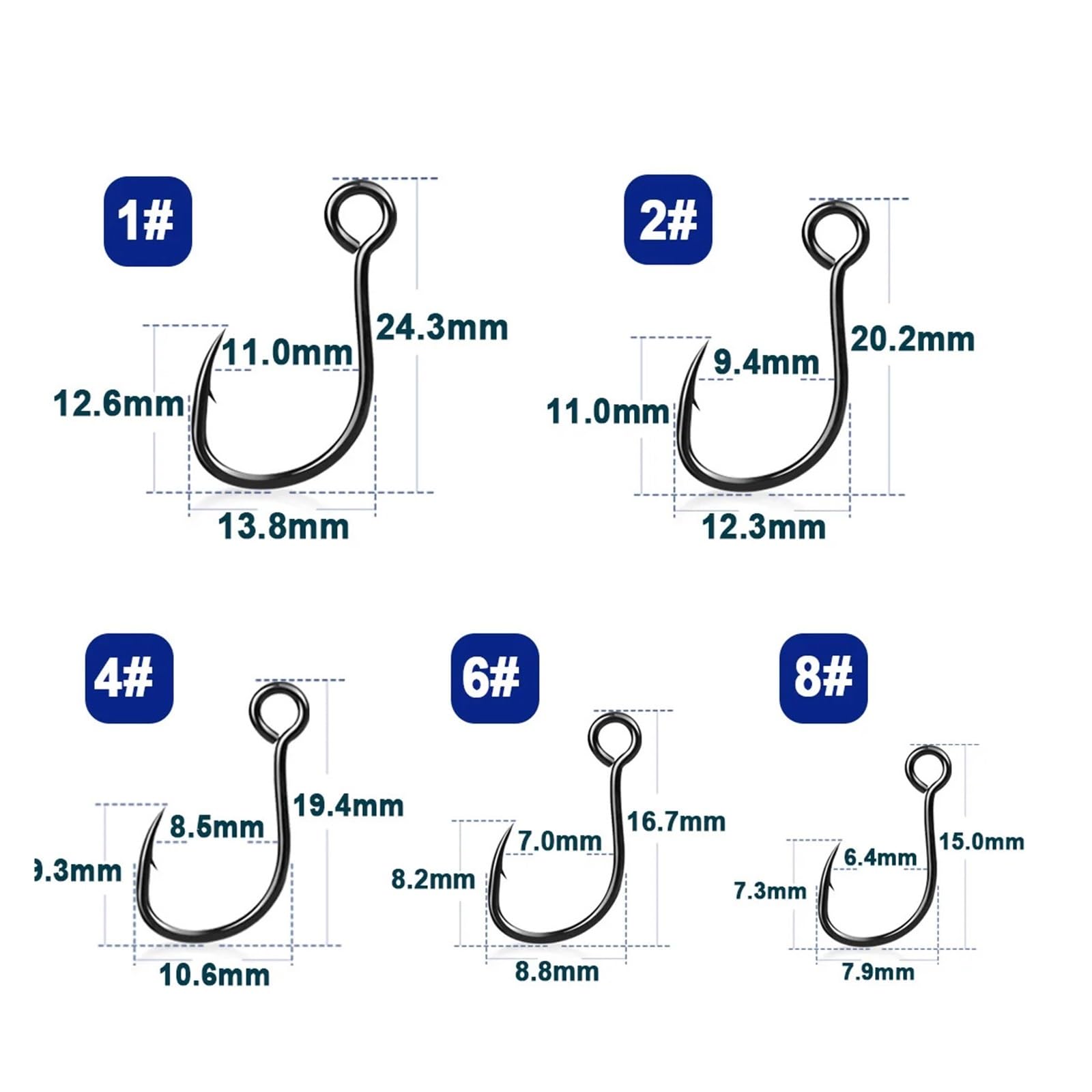 Hameçons Simples en Ligne, leurres de pêche en Eau salée, hameçons de Remplacement, Pointe d'aiguille Forte et Pointue, œil annelé, 50 à 200 pièces(Size-6 Gap-7mm,200 Pcs)
