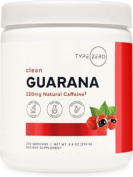 Type Zero Clean Guarana Powder Drink Mix 250 Servings, Unflavored - 220 MG Caffeine Per Serving, Natural Caffeine, Non GMO, Gluten Free