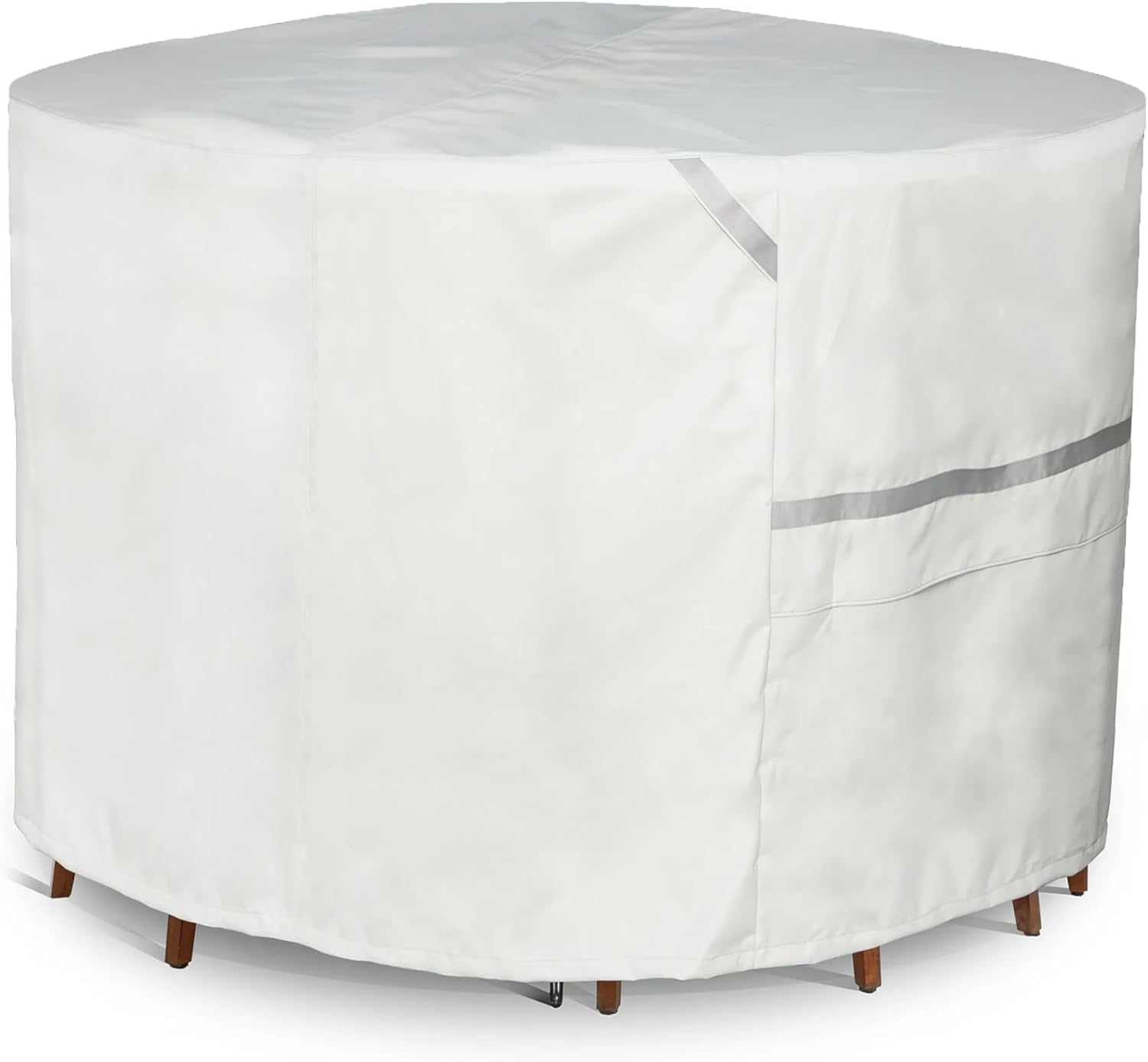 Covermates Prestige Round Outdoor Table & Chair Set Cover – All-Weather Patio Furniture Protection, Water-Resistant Polyester with Mesh Vents, Secure Buckle Straps & Drawcord, 72DIAMETER x 30H, Clay