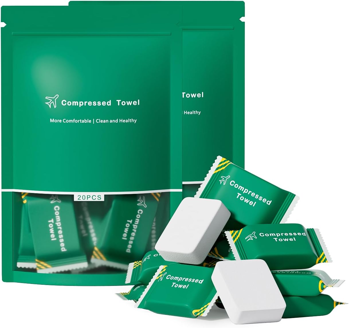 Disposable Compressed Towel Tablets, Disposable Face Towels, Compressed Camping Towel Hand Wipe Portable Washcloth, Portable Compressed Coin Tissue for Travel Home and Outdoor Hiking 40 PCS