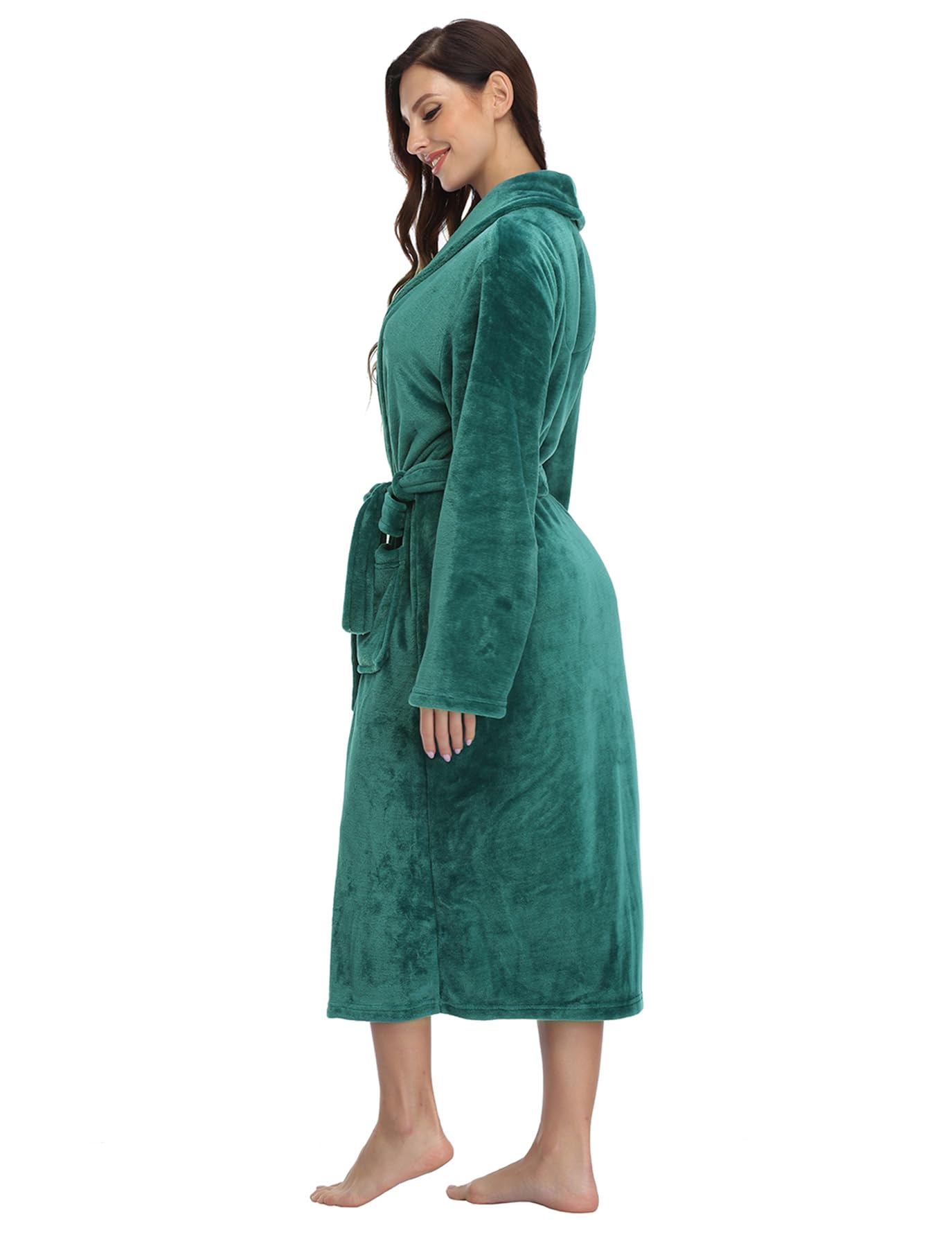 RONGTAI Peignoir long en polaire pour femme
