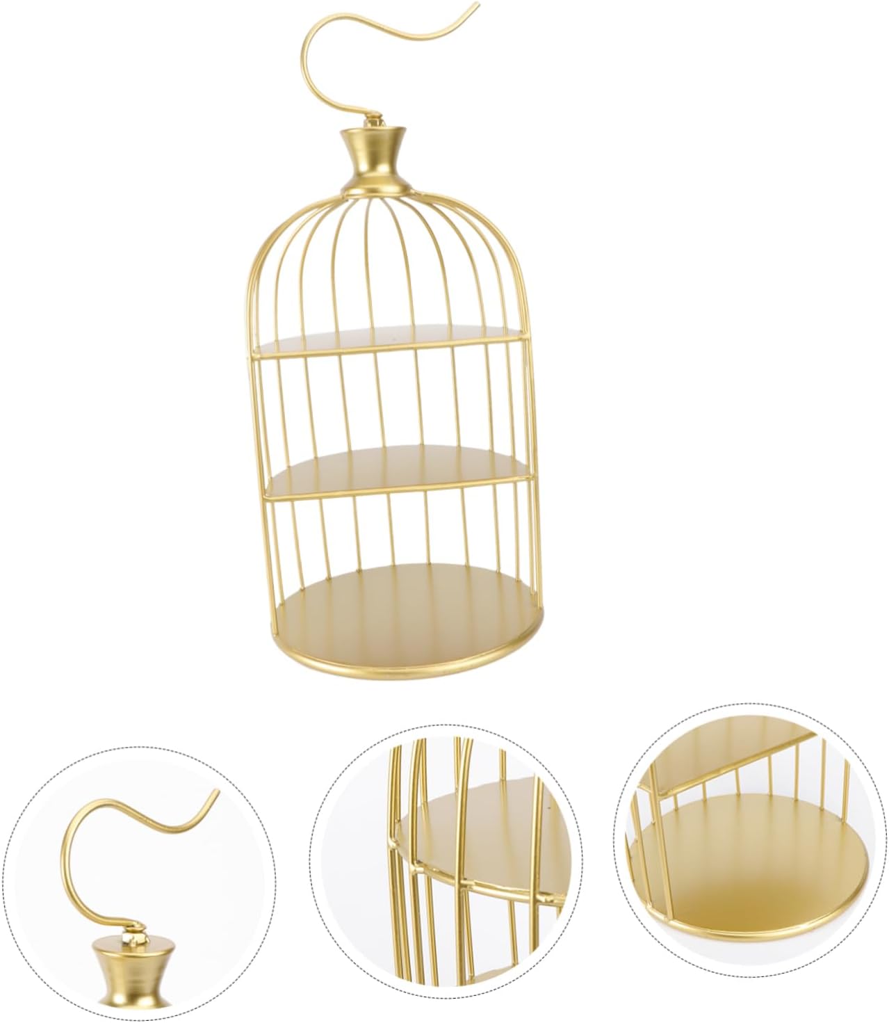 Golden Wrought Cage Cake Stand Display Rack for Weddings Parties Events Elegant Snack Holder Home Decor