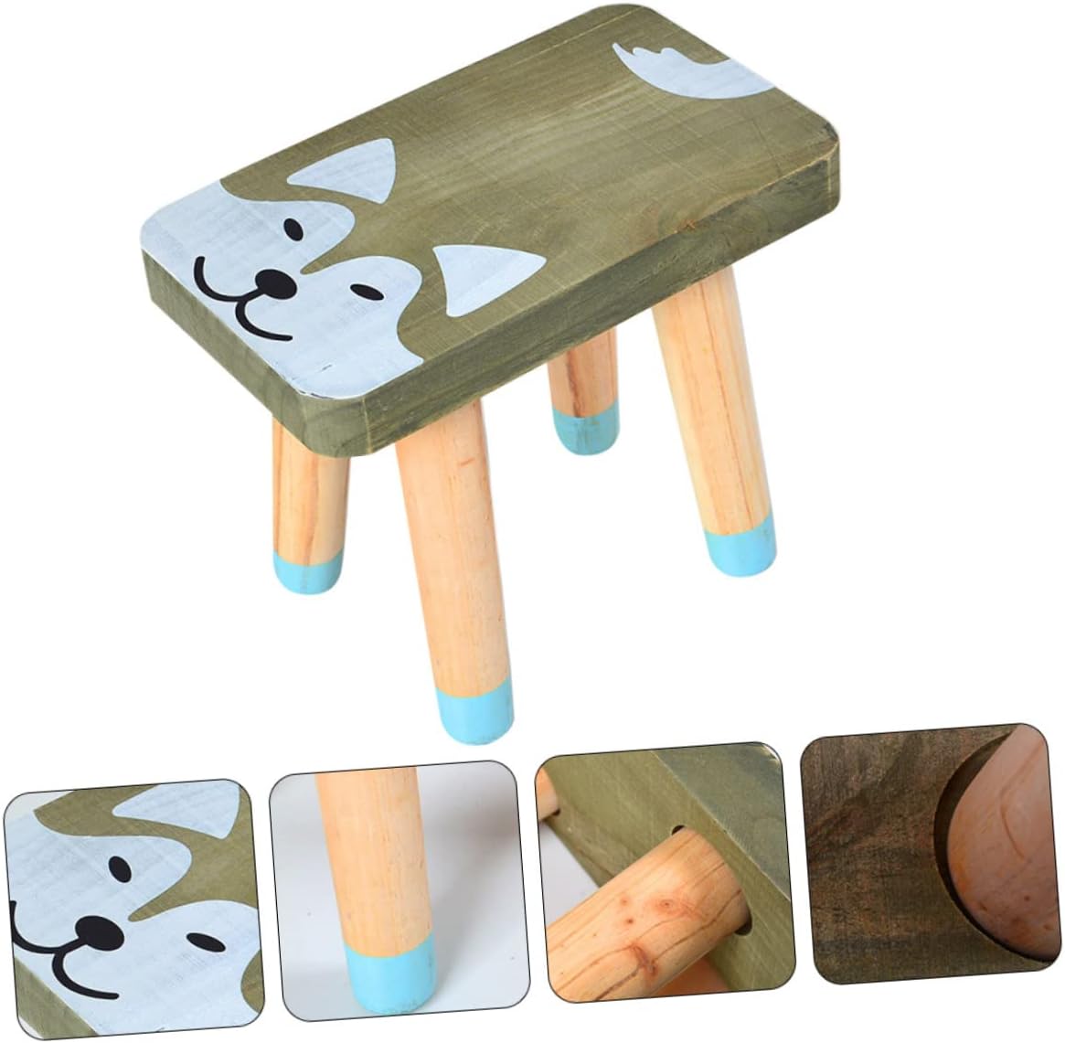 OUNONA Animal Stool Boys and Girls Step Stool Wooden Footstool Safe Furniture