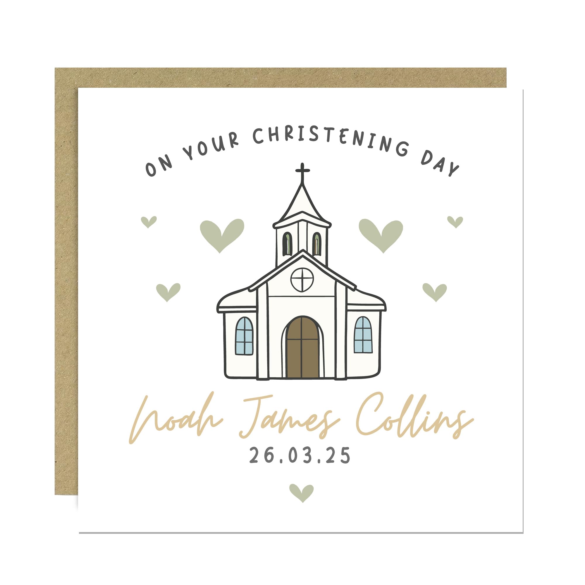 RED OCEAN Personalised Christening Card For Godson Son Grandson Nephew With Kraft Envelope Any Name Date Christening Cards For Baby Boy