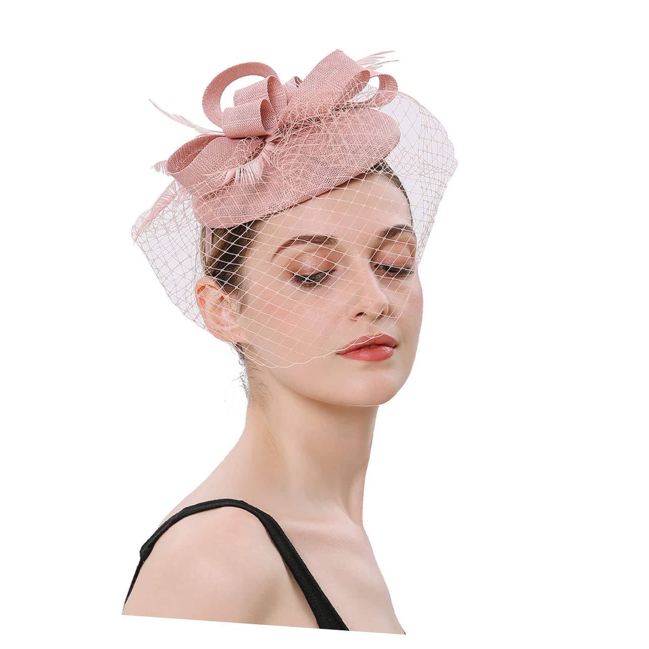 FOMIYES 2 Pz Cappello da Cocktail Party Cappelli Fascinator per Le Donne Copricapo da Cocktail Tea Party Fascinatore a Rete tè Piuma Artificiale da Donna Affascinante per