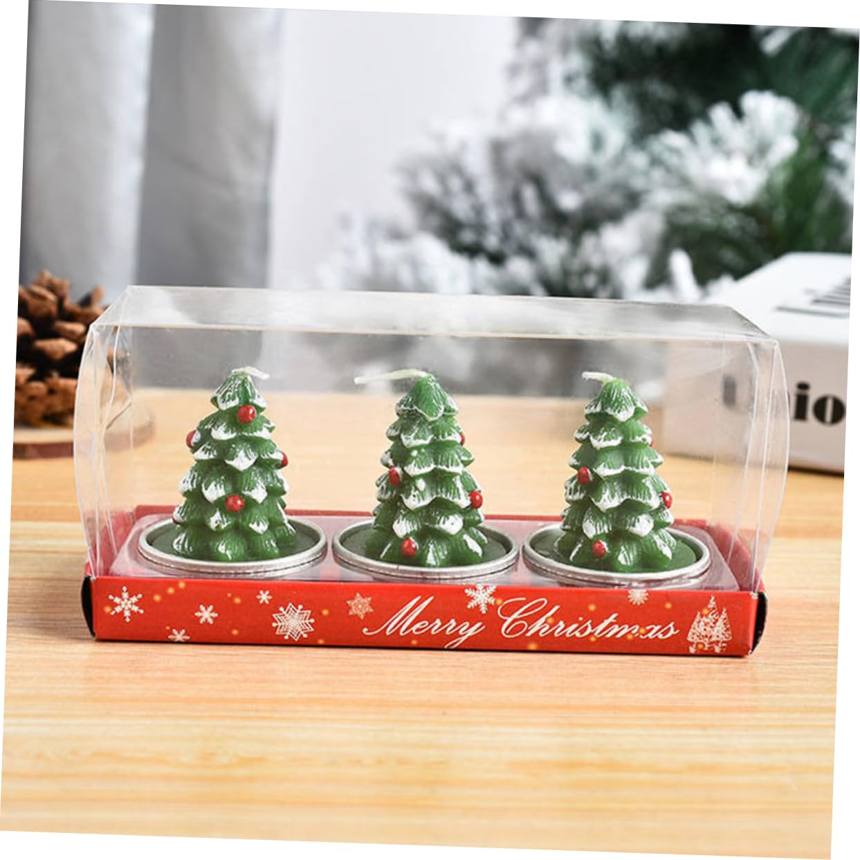 FUNOMOCYA Christmas Style Candle Set 9pcs Xmas Decorative Candles for Table Indoor Decorations