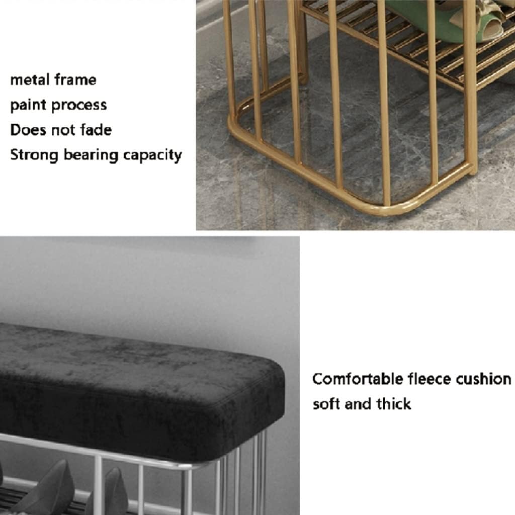 Shoe Bench 2 Tier Shoe Rack Bench Entryway Upholstery Bench with Metal Frame Ottoman Bench for Living Room (Color : Blue, Size : 80 * 35 * 45cm)