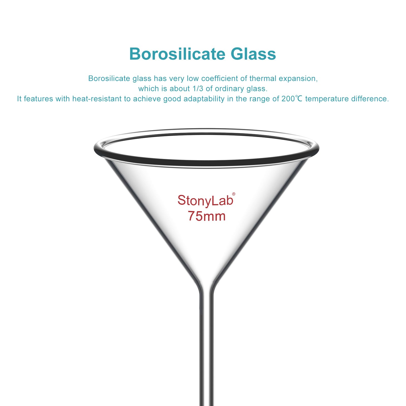 Borosilicate Glass Funnels - 2 Pack -3 Borosilicate Glass Funnels - 2 Pack -3