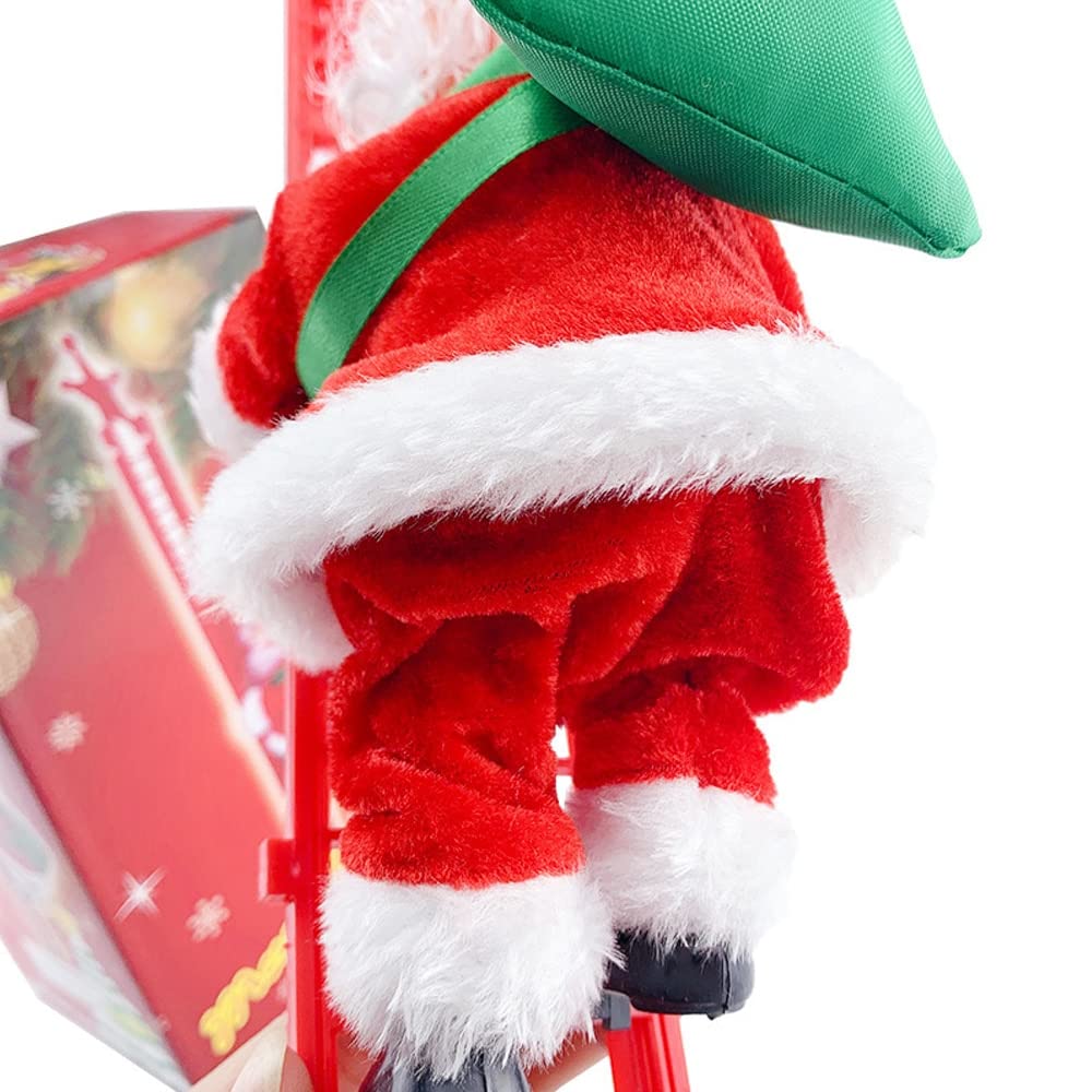 Albero di Natale appeso Babbo Natale elettrico Ornamenti per l'albero di Natale Babbo Natale Arrampicata O Scala rampicante Decorazione Regalo di Capodanno con musica Appendere artigianato fai da te