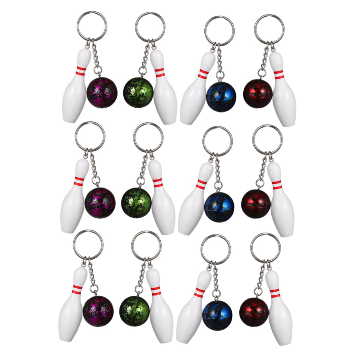 LIOOBO Llaveros De Bolos Mini Llaveros Colgantes De Diseño Deportivo Souvenirs De Bowling Para Decorar Mochilas Y Bolsos 12 Piezas X 5