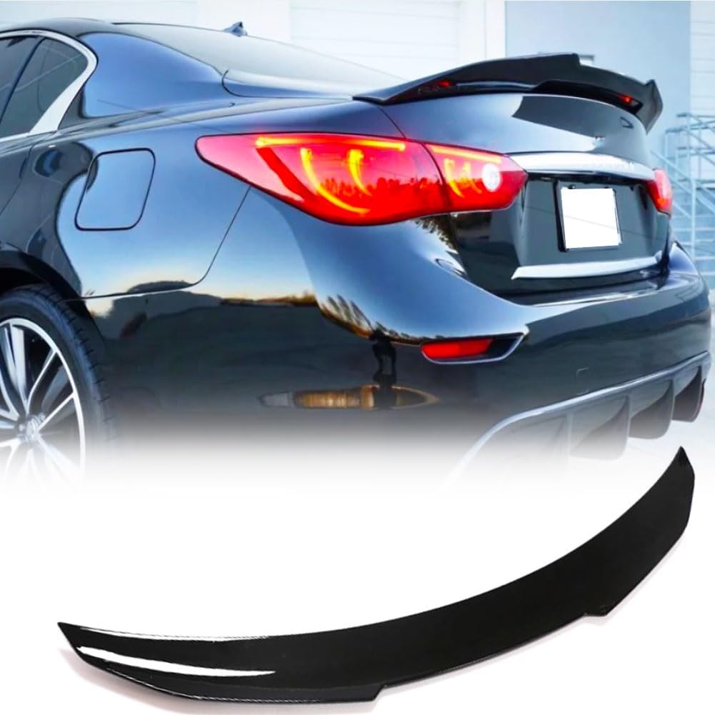 Rear Trunk Spoiler Compatible with Infiniti Q50 Q50S Sedan 2014-2024 Gloss Black ABS Duckbill Decklid Lip Exterior Accessories
