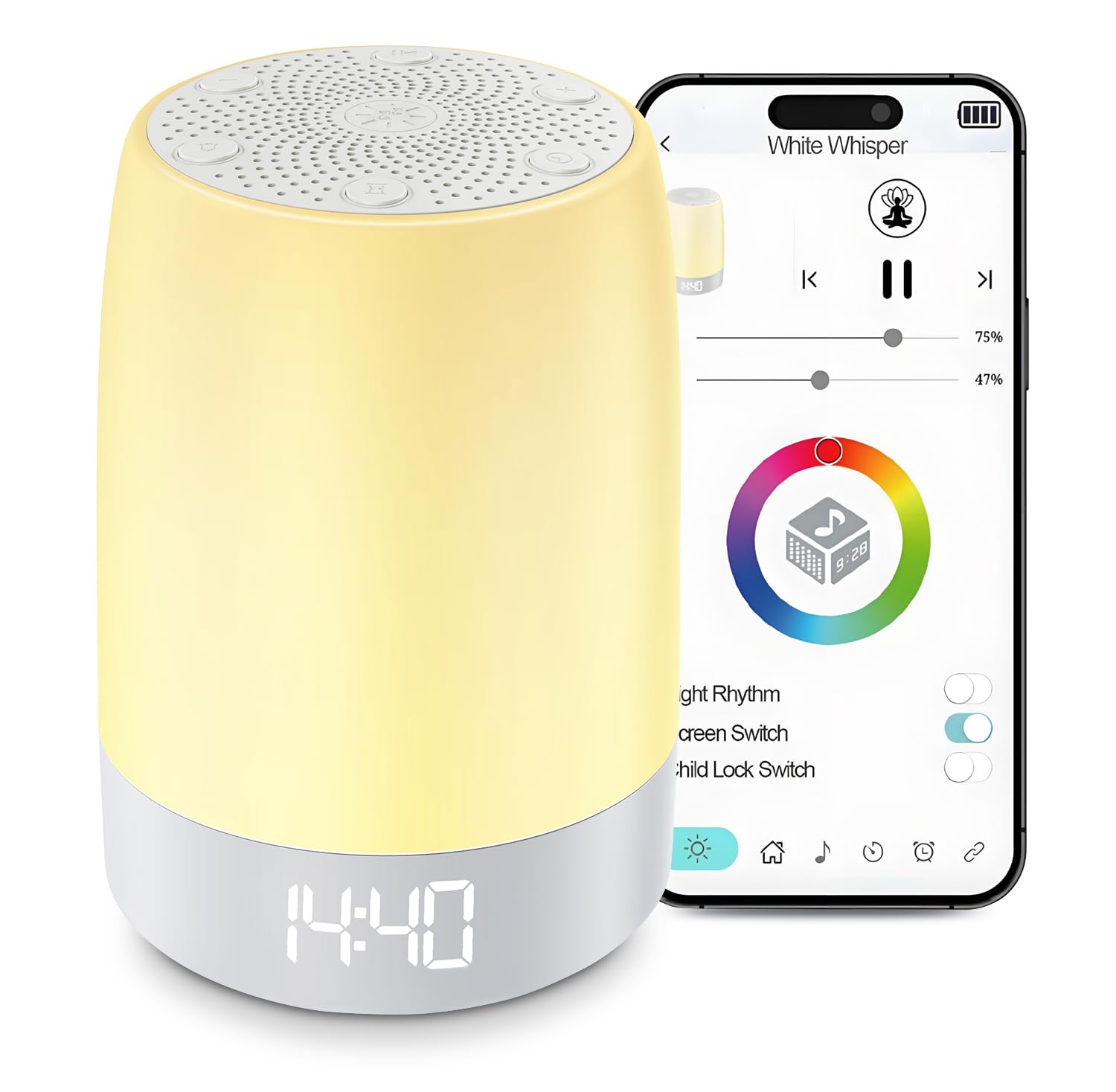 White Noise Machine Baby Wireless Sound Machine with Night Light for Kids Sleep Training Toddler Bedroom