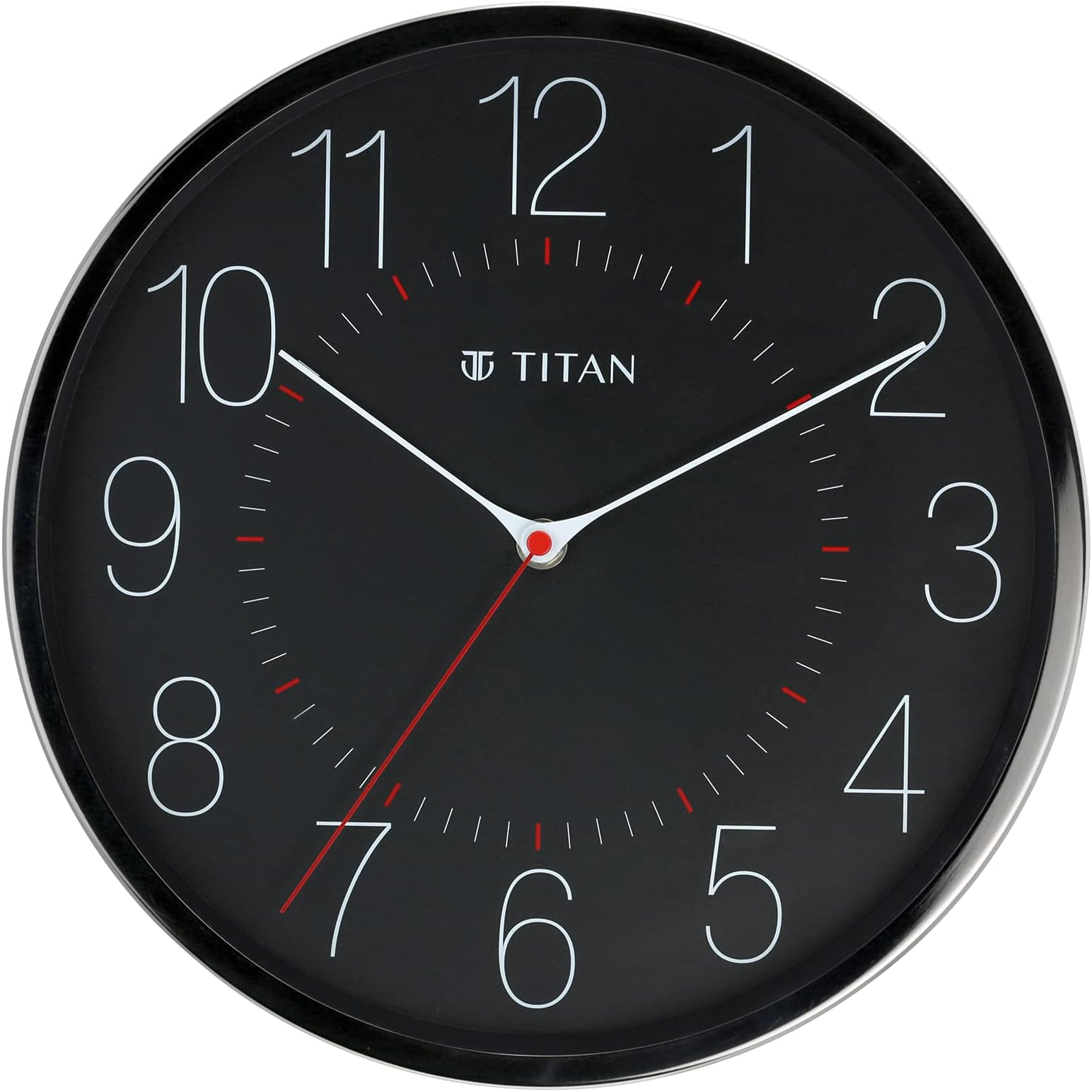 Titan Metallic Analog Wall Clock with Slim Hands - 30 Cm X 30 Cm (Medium)