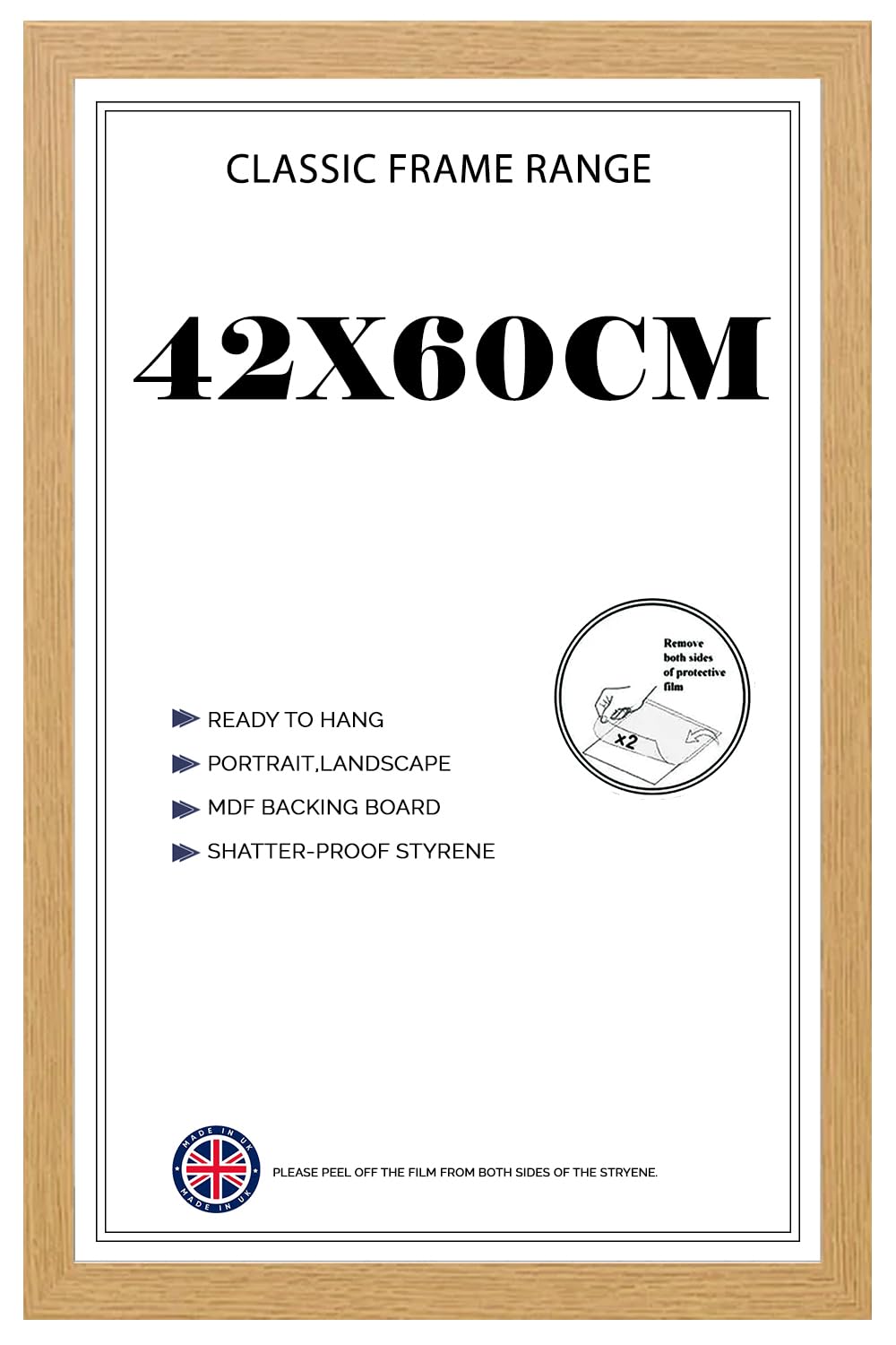 Modern Poster frame 42x60cm, MDF Wood Frames,Crystal Clear HD Front, Oak photo frame 60x42, jigsaw puzzle frame For Prints, Artwork
