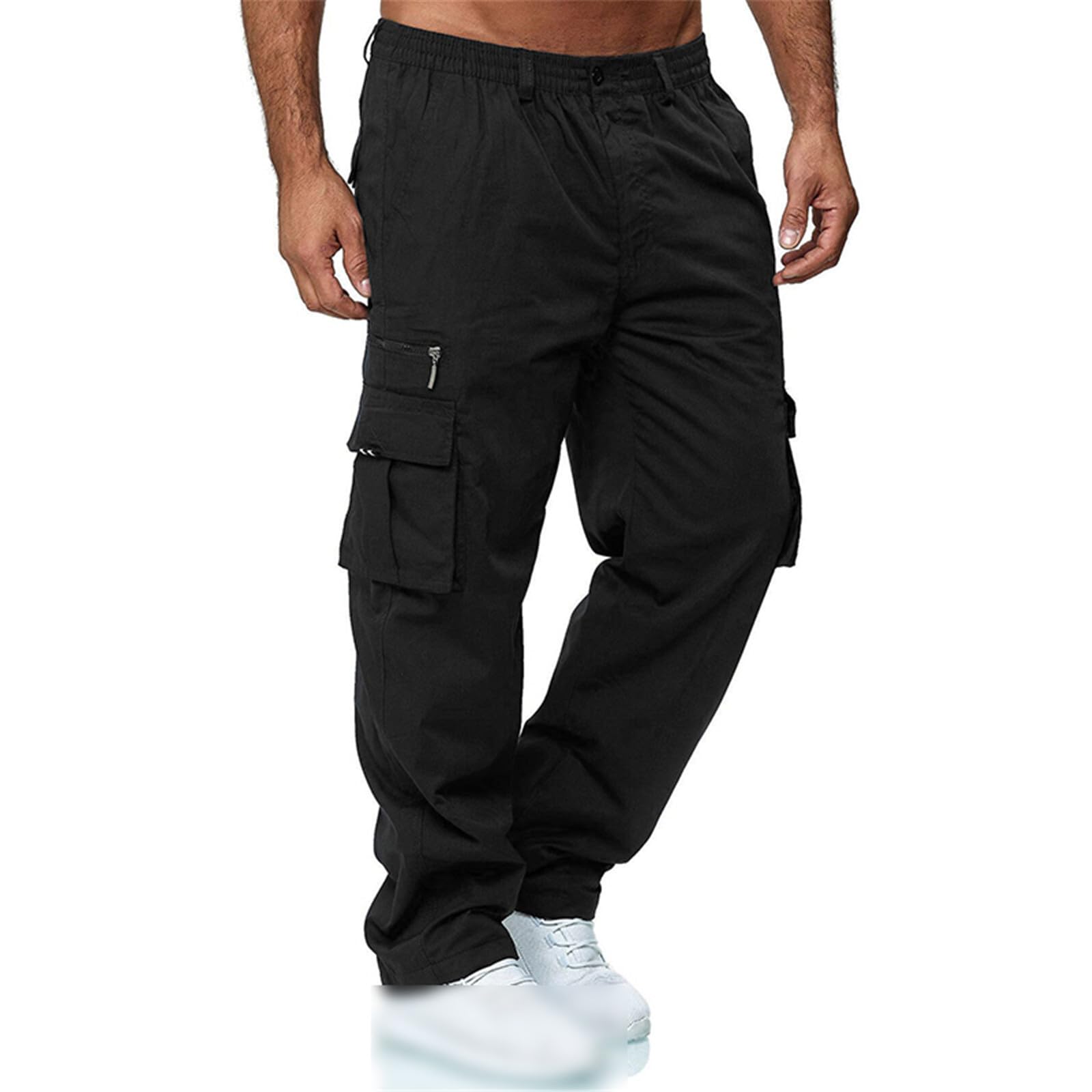 Pantaloni cargo per gli uomini primavera pantaloni casual tinta unita multi-tasca allentato dritto sport fitness pantaloni da uomo all'aperto