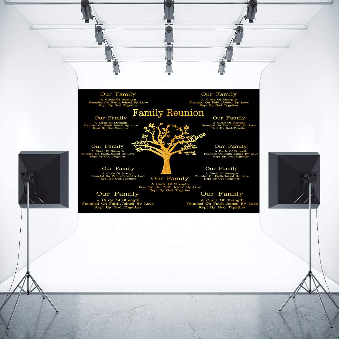 MEETSIOY Fotohintergrund 'Familientreffen' – 3 X 2,1 M, Glitzernd, Aus Polyester, Für Party & Fotoshooting