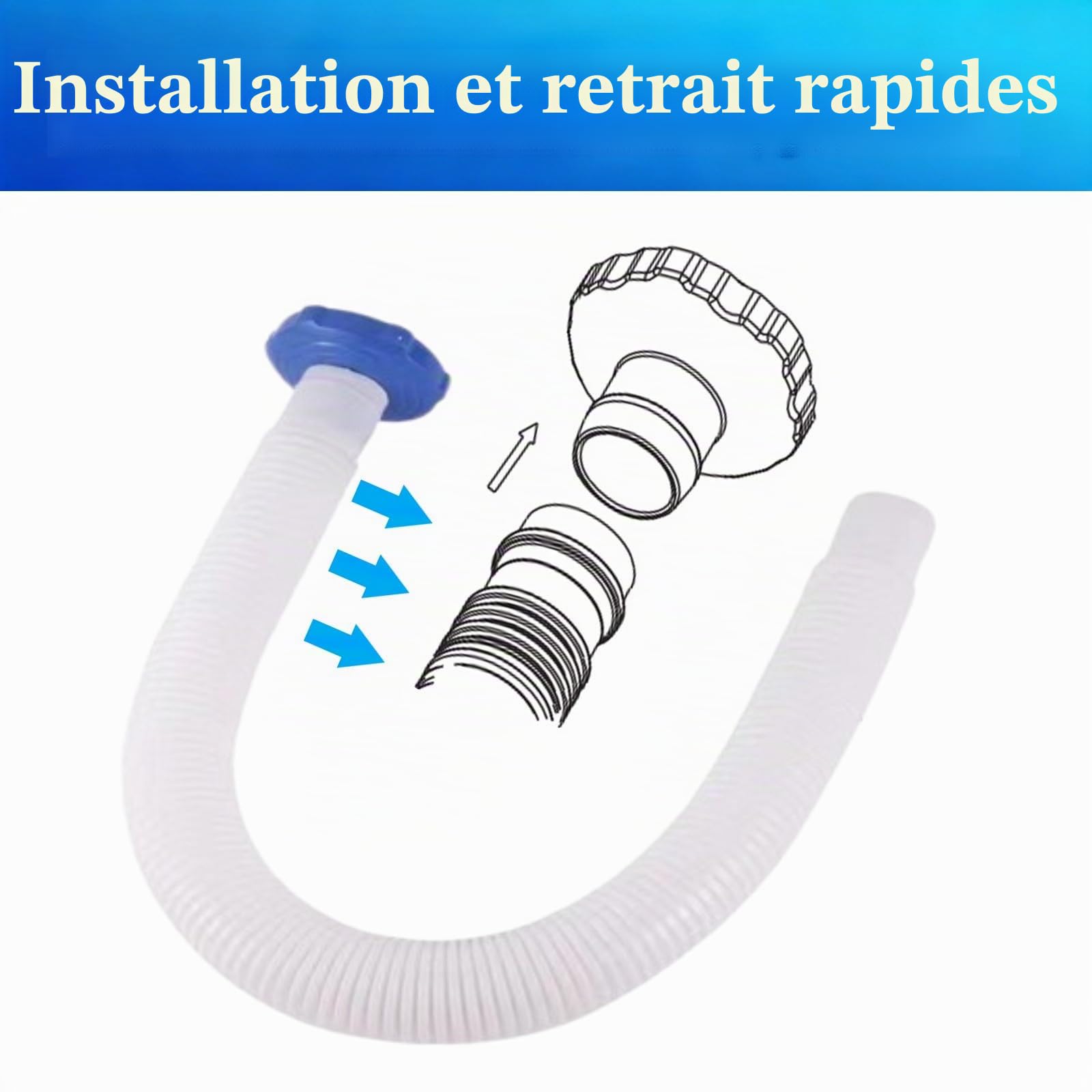 Adaptateur et Tuyau pour Skimmer de Piscine, 70cm 1.5in In-tex 25016 Tuyau et Adaptateur pour écumoire de Piscine Kits D'écumoire pour Piscines Hors Sol pour In-tex Best-way
