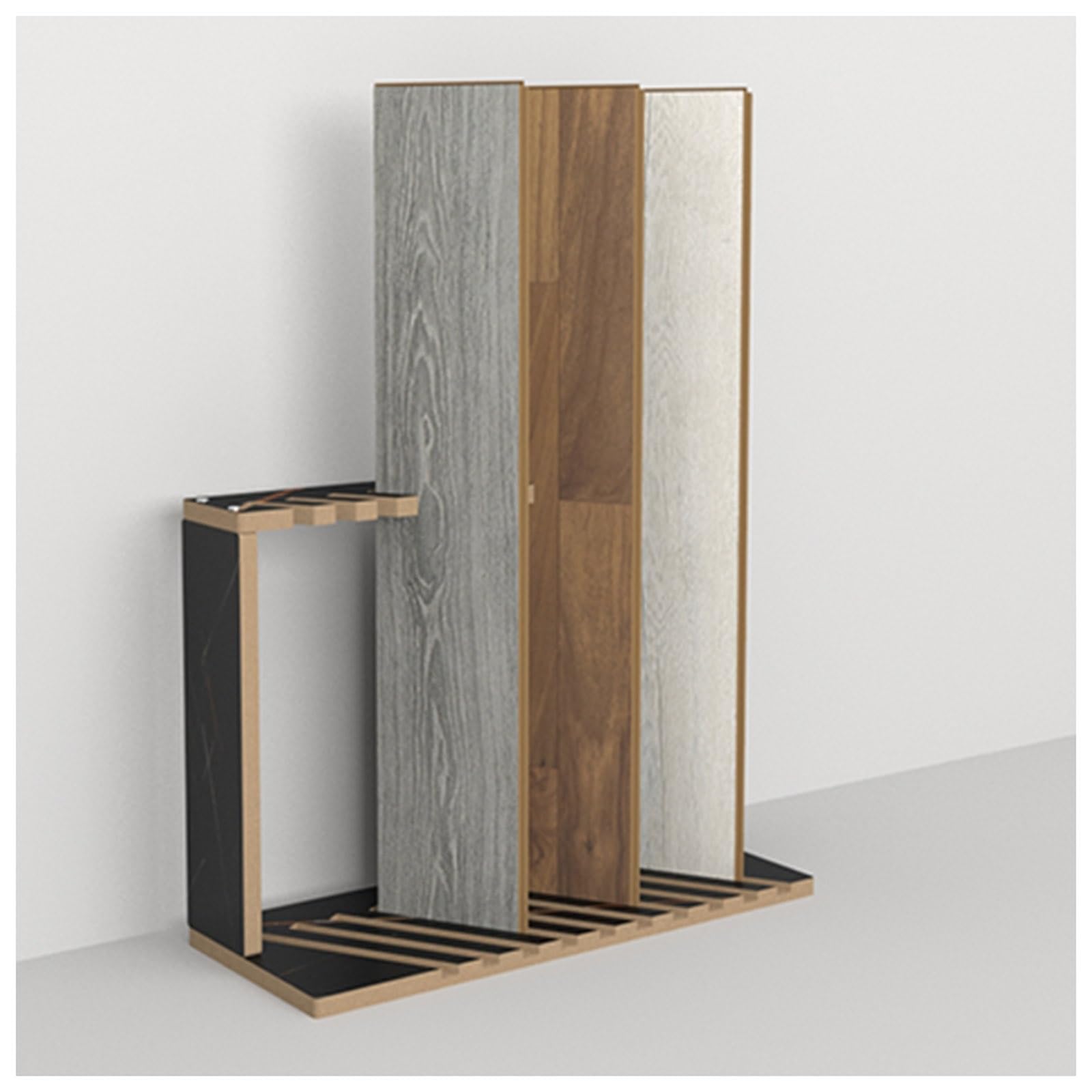 NQNFWCRJ Black Fiberboard Tile Rack Marbleized Vertical Floor Tile Display Stand Sample 10/20 Grid Slant Floor Tile Display Rack Multiple Size Options