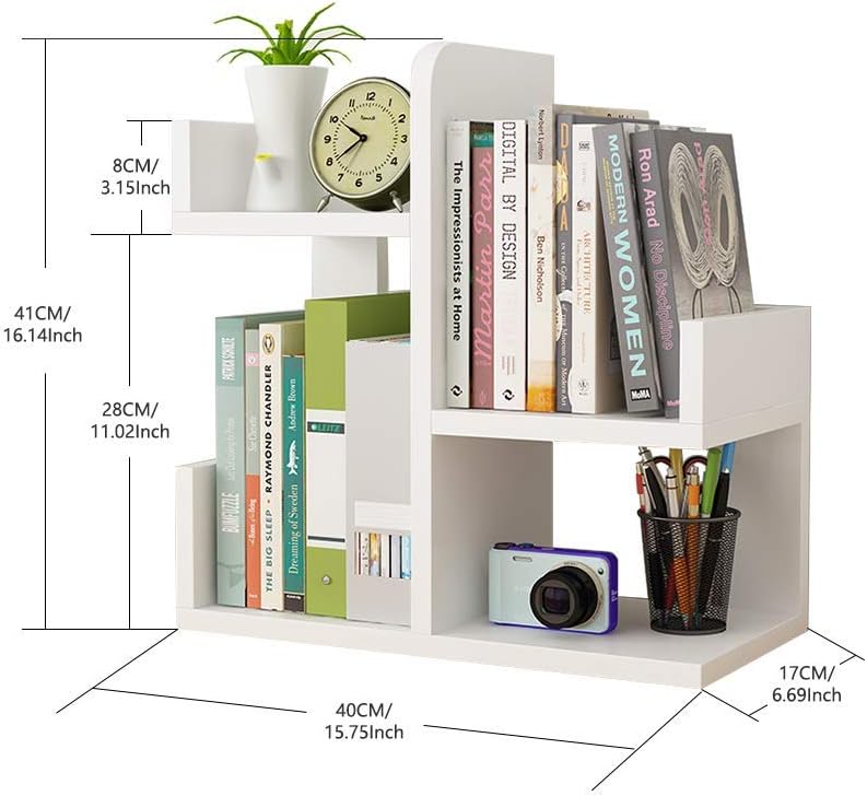 JXIN-SMIF Wood Desktop Bookshelf Desktop Organizer Office Storage Rack Wood Display Shelf Desktop Bookshelf : Office Products