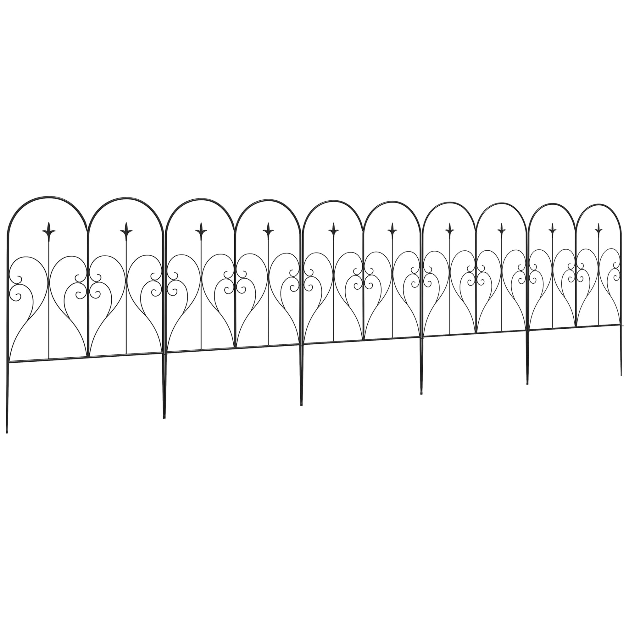Outsunny 5PCs Decoration Garden Fence, Outdoor Picket Fence Panels, Black