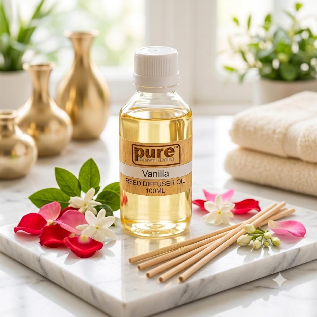 Pure Source India Aroma Reed Diffuser Refill Vanilla 100ML, 8 Pcs Reed Stick Coming Free with This Reed Diffuser Oil-picture-33