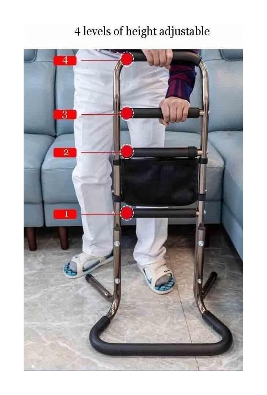 Aufstehhilfe für Senioren & Mobilitätseingeschränkte - Höhenverstellbare Stehhilfe mit Rutschfester Basis, Sicherheitsgriff für Toilette, Bett, Sofa