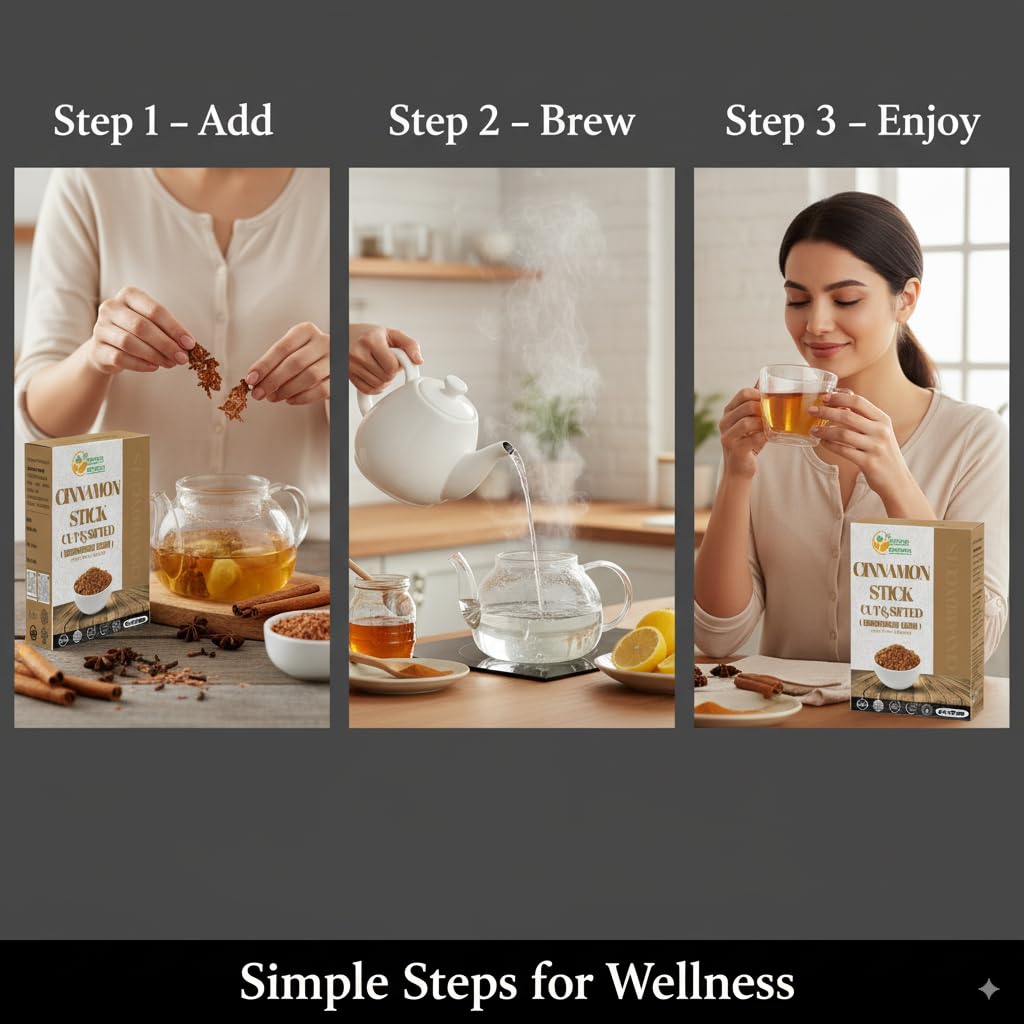 Herbs Botanica Cinnamon Bark Sticks Chips for Baking, Herbal Tea Rich Aroma and Great Flavour Cassia Cinnamon Sticks Cuts Aromatic Spice for Culinary Delights and Wellness 8 oz