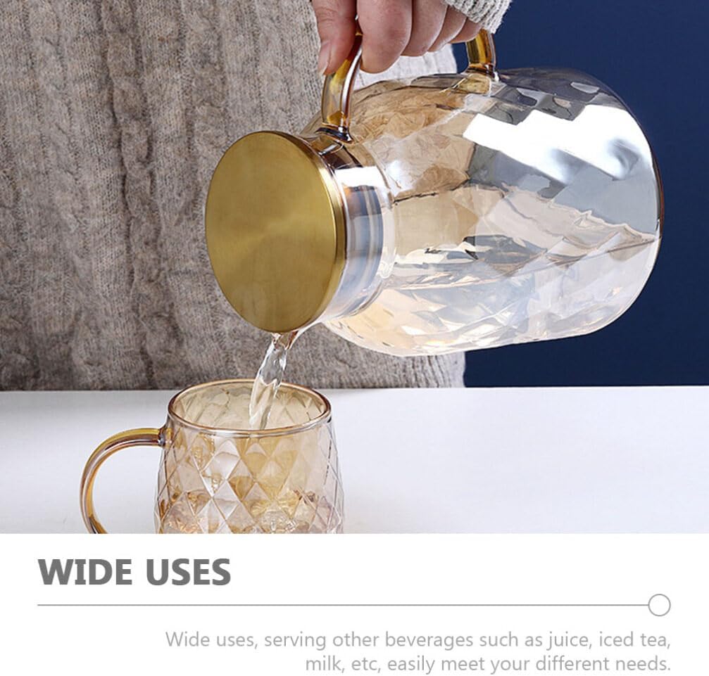 SHERCHPRY Large Capacity Glass Beverage Kettle for Home Use Stylish Water Jug for Juices Teas and for Daily Drinks and Entertaining Guests