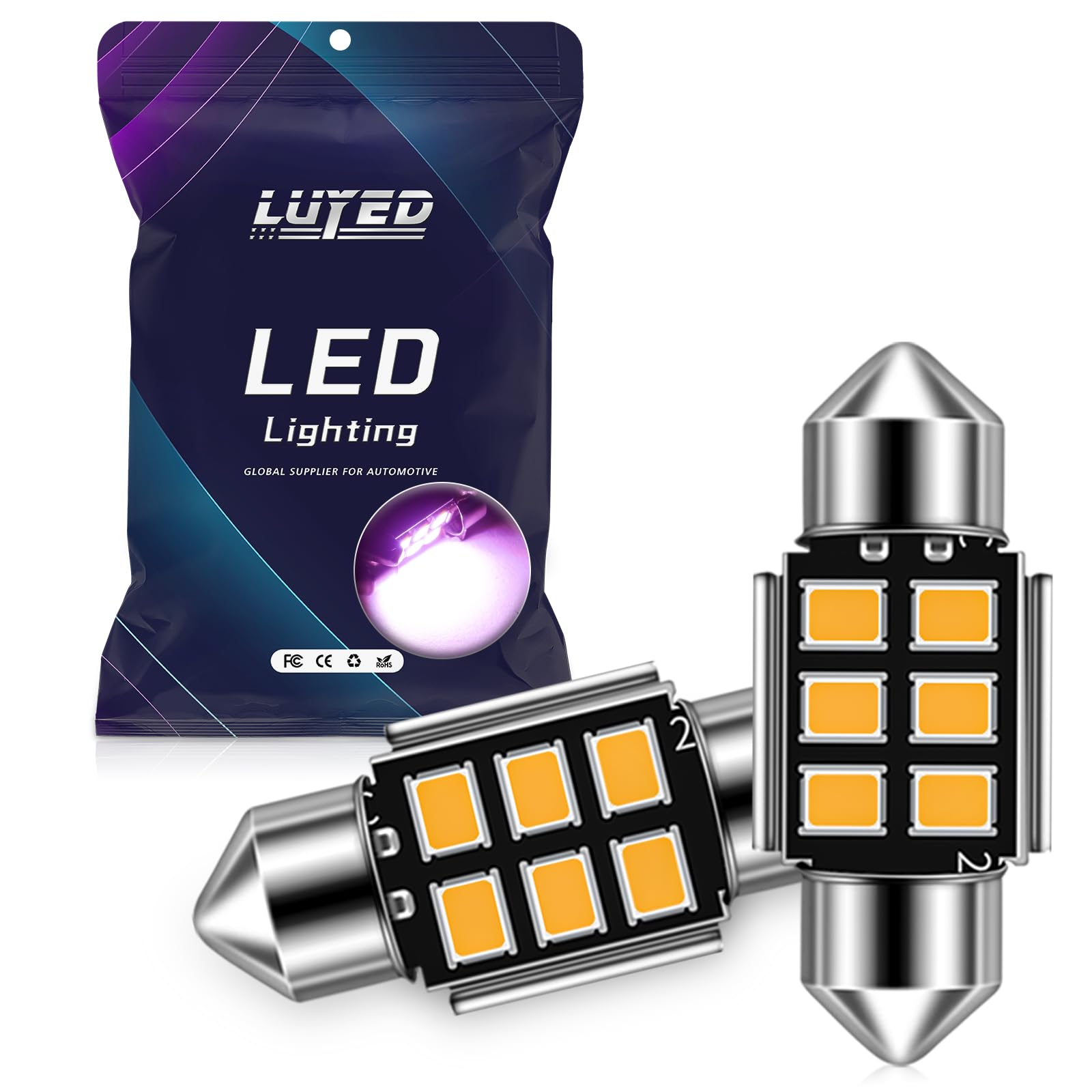 DE3175 LED Bulbs, Super Bright Purple 2835 Chipsets Canbus Error Free 31mm 1.25" DE3021 DE3022 3175 6428 LED Bulbs for Car Interior Map Reading Dome Trunk Courtesy Lights,Pack of 2