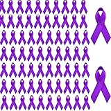 100PCS Purple Awareness Ribbon Pins Purple Ribbons Awareness Pins for Women Girls Campaigns, Support Groups and Fundraisers Charity Event Survivor Campaign Party Favors Supplies