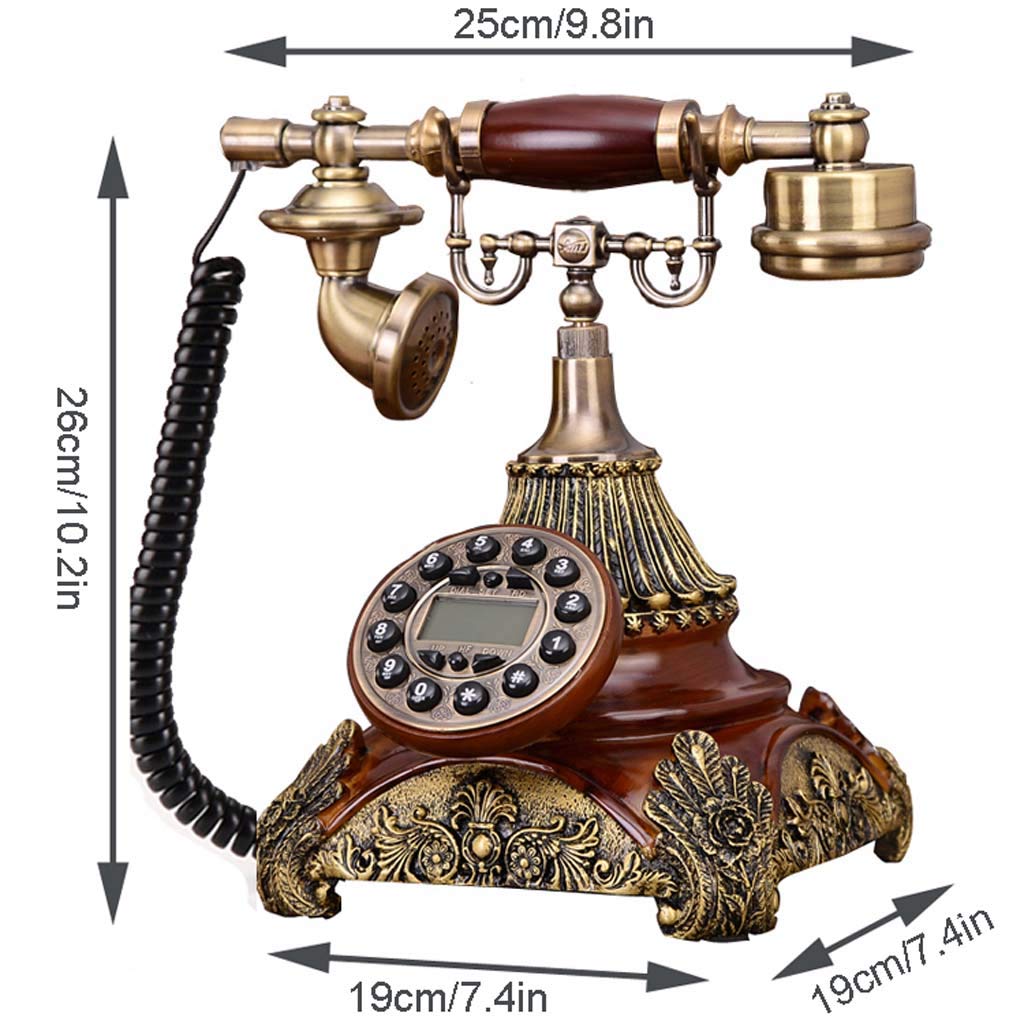 Telefono Fisso in Stile Europeo, Telefono Vintage per la casa, Telefono retrò in Resina con Filo, telefoni retrò, Rosso, Marrone,Brown