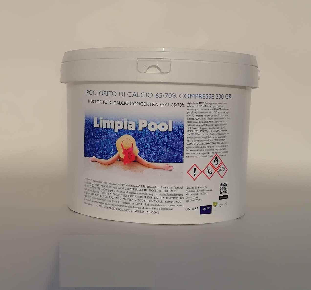 Limpia Pool 10 kg ipoclorito di calcio pastiglie 200gr. compresse pastiglioni per Acqua piscina