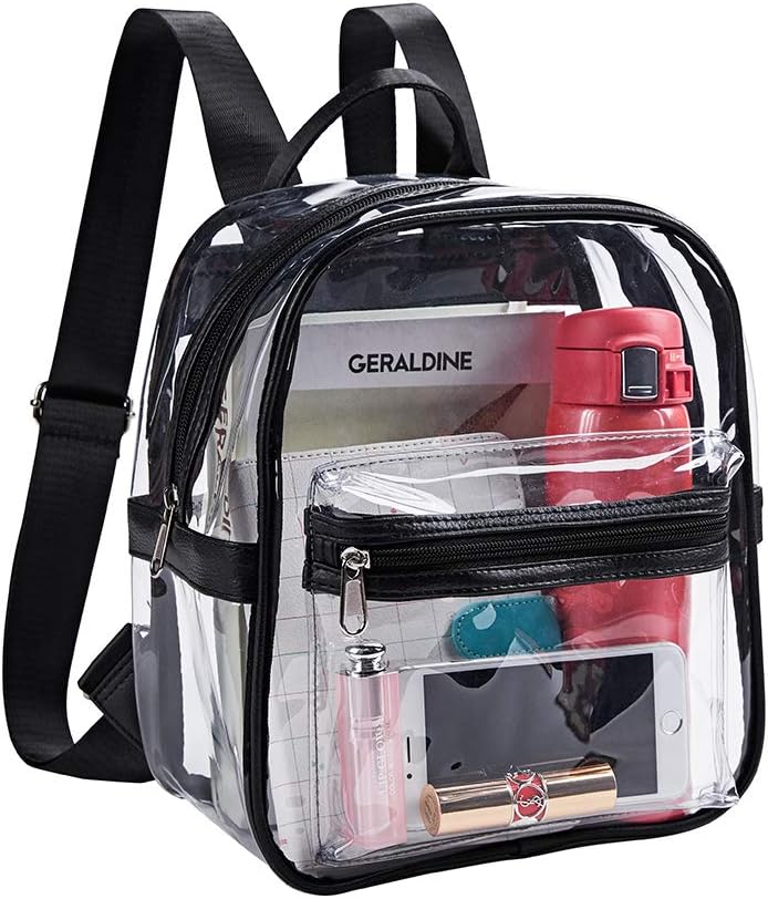 Mini Clear Backpack,Stadium Approved Clear Bag with Front Accessory Pocket, Heavy Duty See Through Backpack for Festivals, Concerts,Sporting Events