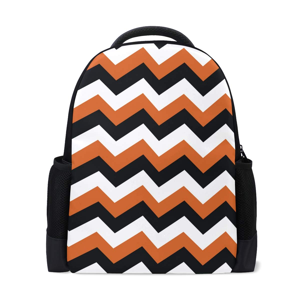 LUNLUMOBlack Orange Chevron Halloween Basics Backpack for Laptops Hiking Backpack