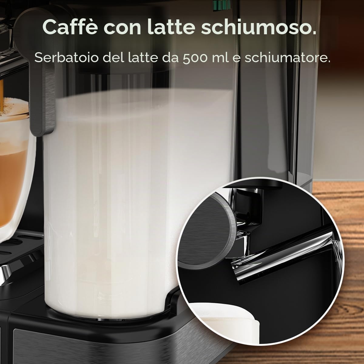 Cecotec Macchine da Caffè Espresso Semiautomatiche Power Espresso Touch ColdBrew Latte. 1350W, 20 Bar, Freddo, Tiepido, Caldo, Schermo Tattile, Serbatoio Acqua 1.5L, Latte 500ml, Doppio Braccio