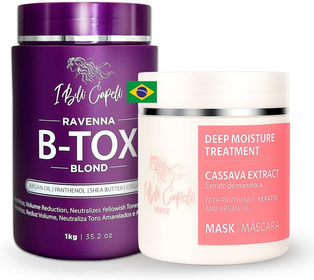Hair B-tox Treatment for Blond & Argan Oil Mask- B-tox Capilar Para el Cabello, Formaldehyde-Free- Cirugia Capilar Para el Cabello- Effect Anti-Frizz, Volume Reduction, Smoothing