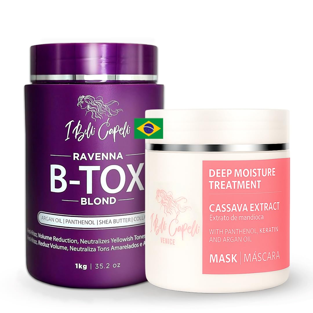 I Belli Capelli Ravenna B-tox Kit - Hair Smoothing Treatment with Argan Oil Mask 500g - Formaldehyde-Free, Anti-Frizz (1 Treatment + 1 Mask)
