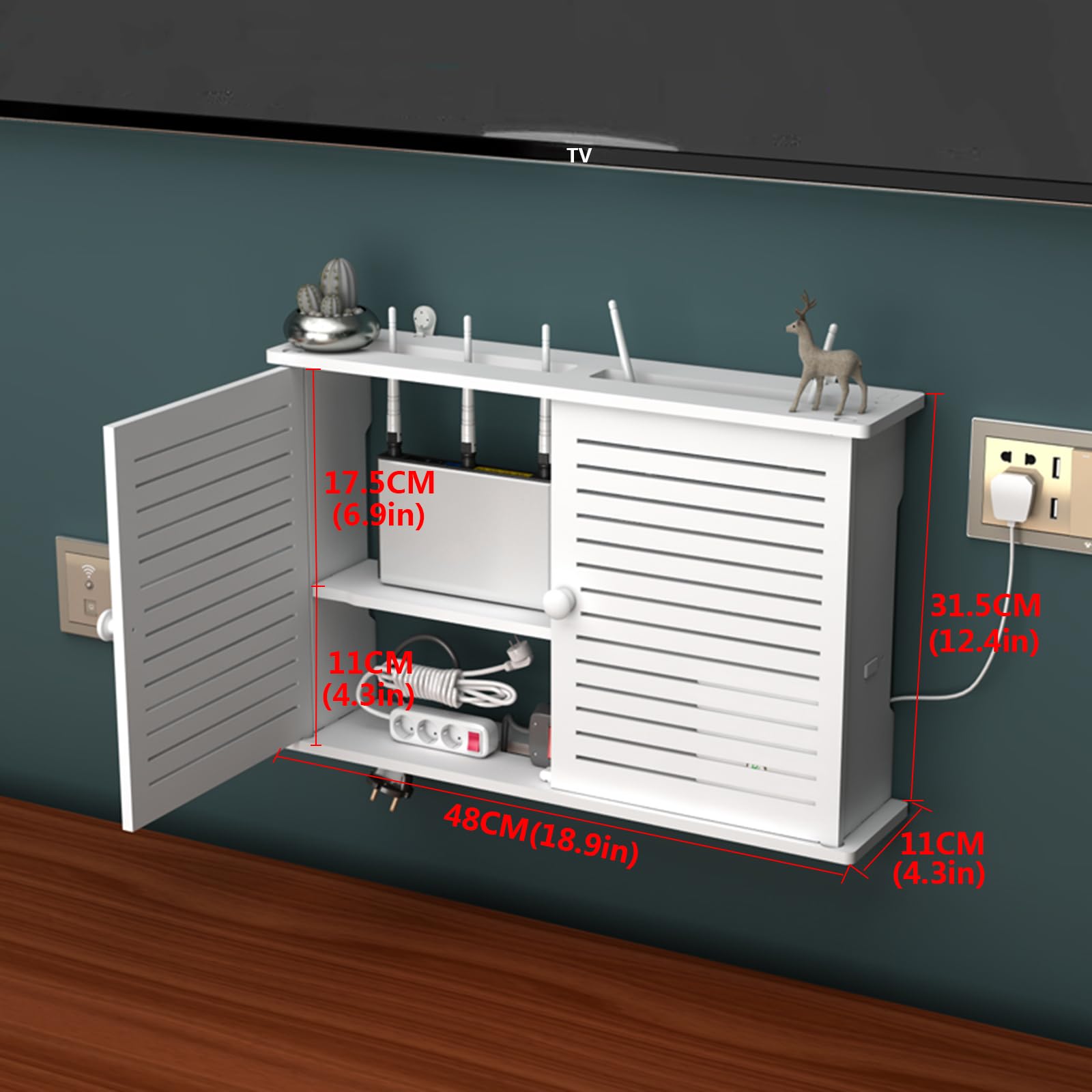 Rangement Box Internet, Boite de Rangement pour Routeur WiFi, Étagère de Routeur Murales, D'étagère Flottante, TV Décodeur Boîte de Rangement Murale
