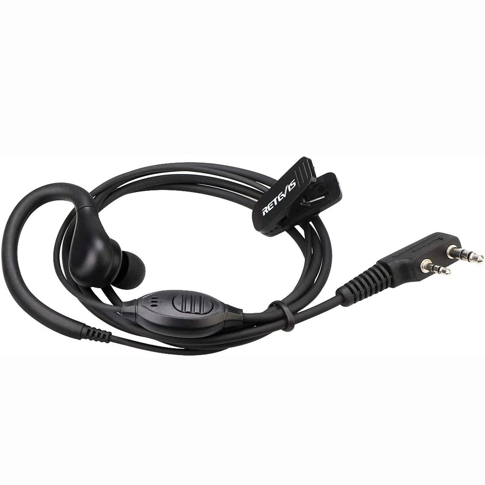 Retevis RT622 Walkie Talkie Pinganillo, Compatible RT24 RT668 RT622 Proster BF-888S UV-5R BF-88E Radio Bidireccional, 2 Pines Anticaída Auricular con un Cable Auricular(10 Piezas)