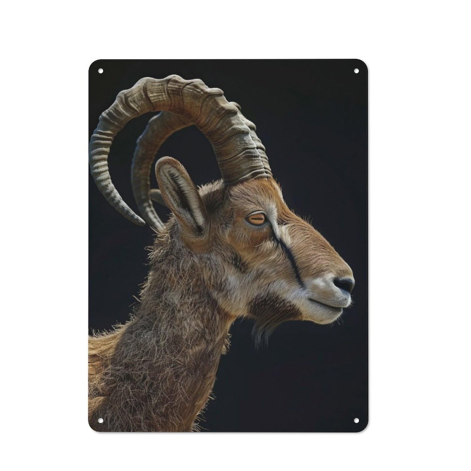 Junmoney Ibex Rustic Tin Sign 40X30cm For Living Room Or Hallway, Suited To Living Room Decor Lovers