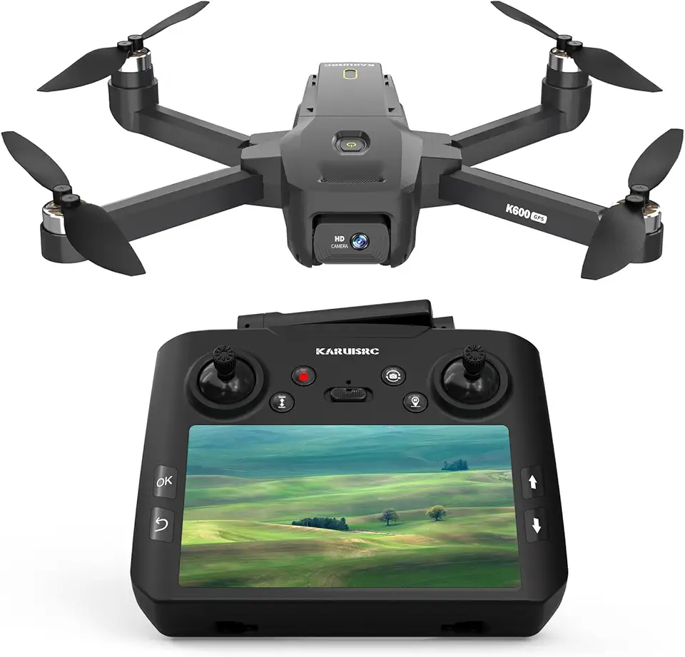 Drone GPS com câmera EIS 4K tela LCD de 11.4 cm no controlador, drones FPV Al Track & Orbit Mode com profissional com retorno automático Follow Me para adultos iniciantes, drone sem escova GPS, voar