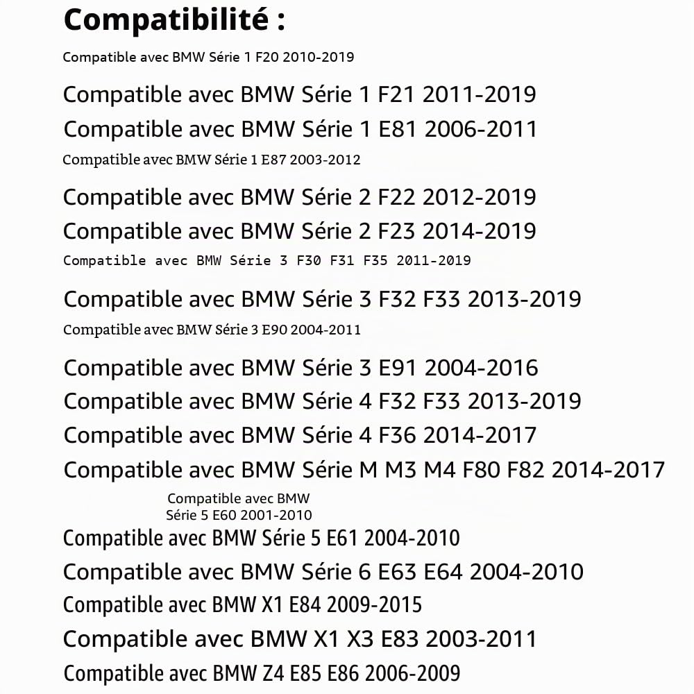 Housse de poignée de frein à main, convient pour BMW Série 1 F20 F21 E81 E87, convient pour BMW Série 2 F22 F23, convient pour BMW Série 3 F30 F31 F35 F32 F33 E90 E91, convient pour BMW Série