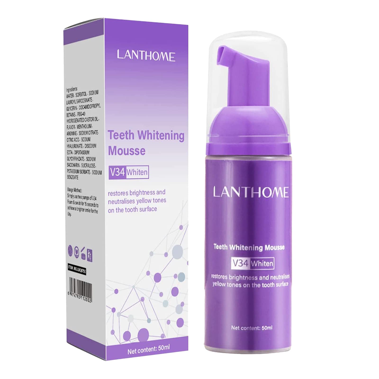 Purple Teeth Whitening: Advanced Teeth Whitening, Stain Removal, and Boosting Power with Purple Whitening Tooth Foam (50ml)
